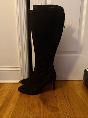 Nine West Black Suede-Look Over-the-Knee Stiletto Boot